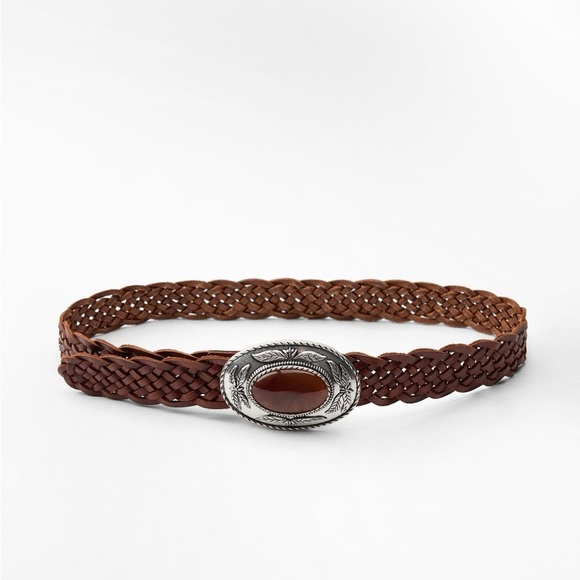 Zara Leather Belt With Hewn Buckle main image 11